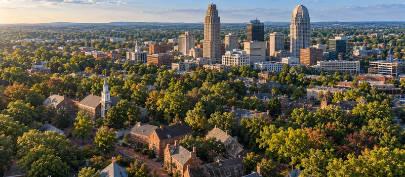 Aerial view of Winston-Salem, NC